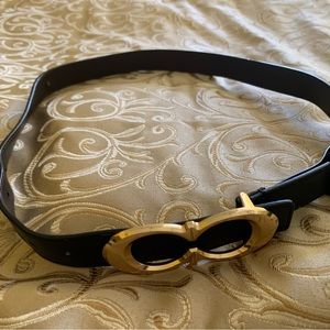 Black leather coach belt
